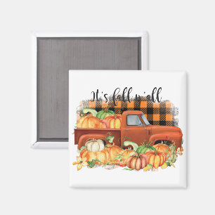 Zijn Herfst Yall Quote vrachtwagen met pompoenen Magneet