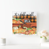 Zijn Herfst Yall Quote|  vrachtwagen met pompoenen Vierkante Klok (Huis)