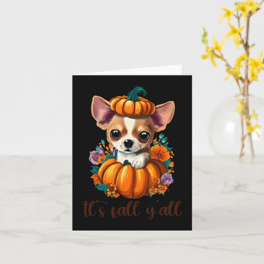 Zijn Herfst Y'all schattige bloemige pompoen Chihu Kaart (Gele Bloem)