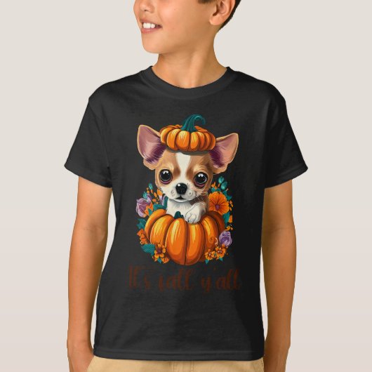 Zijn Herfst Y'all schattige bloemige pompoen Chihu T-shirt (Voorkant)