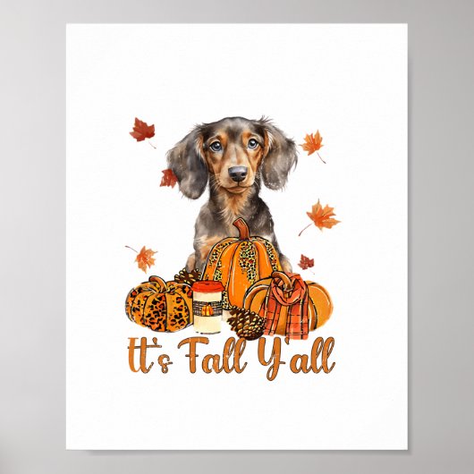 Zijn Herfst Y'all Teckel Dog Herfst Sjaal Herfst P Poster (Voorkant)