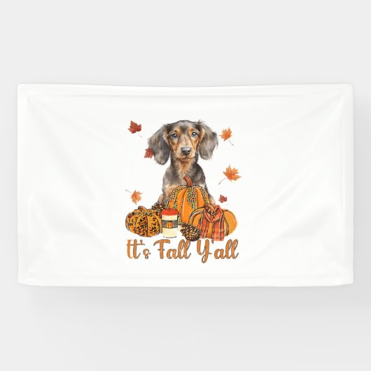 Zijn Herfst Y'all Teckel Dog Herfst Sjaal Herfst P Spandoek (Horizontaal)