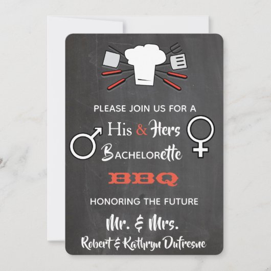 Zijn & Hers Bachelor/Bachelorette BBQ Uitnodiging (Voorkant)