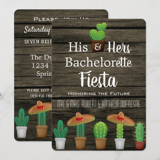 Zijn & Hers Bachelor/Bachelorette Fiesta Uitnodigi Kaart (Voorkant / Achterkant)