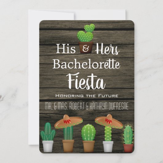 Zijn & Hers Bachelor/Bachelorette Fiesta Uitnodigi Kaart (Voorkant)