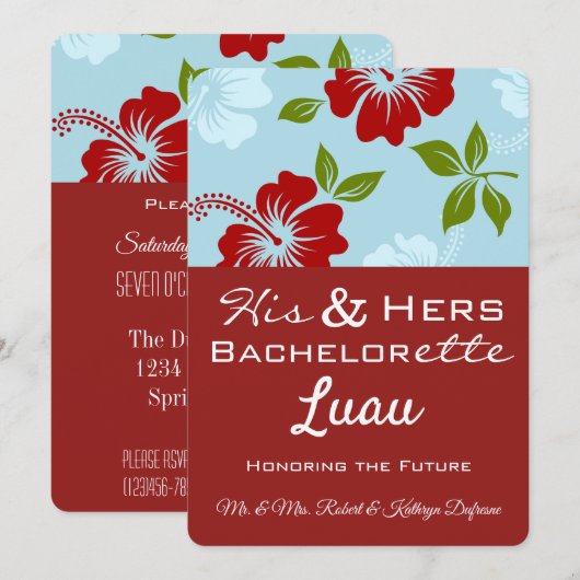 Zijn & Hers Bachelor/Bachelorette Luau Uitnodiging (Voorkant / Achterkant)