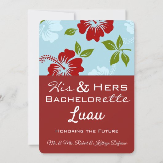 Zijn & Hers Bachelor/Bachelorette Luau Uitnodiging (Voorkant)