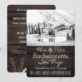 Zijn & Hers Bachelor/Bachelorette Ski Trip Invite Kaart (Voorkant / Achterkant)