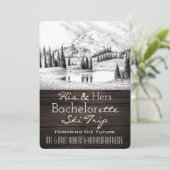 Zijn & Hers Bachelor/Bachelorette Ski Trip Invite Kaart (Staand voorkant)