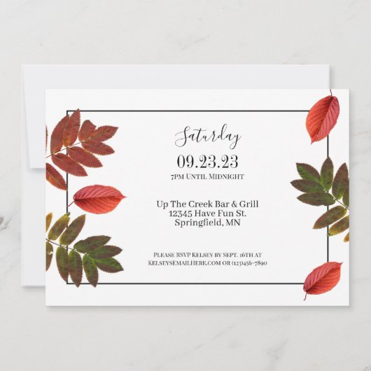 Zijn & Hers Bachelorette Party Autumn Kaart (Achterkant)