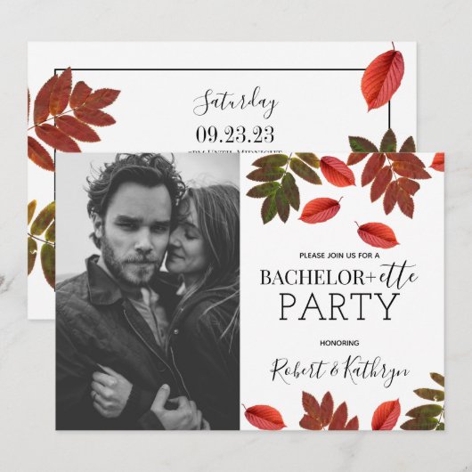 Zijn & Hers Bachelorette Party Autumn Kaart (Voorkant / Achterkant)