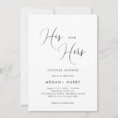 Zijn & Hers Eenvoudige Paar Douche Bridal Kaart (Voorkant)