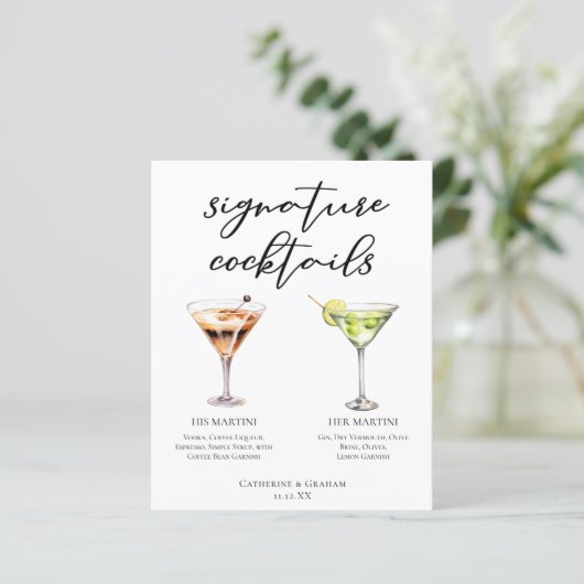Zijn Hers Martini Signature Wedding Cocktails Menu (Staand voorkant)