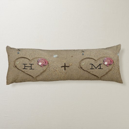 Zijn + Hers Namen, Schelpen & hart strand koppels  Lichaamskussen (Achterkant)