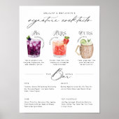 Zijn Hers & Ours Waterverf Signature Cocktail Menu Poster (Voorkant)