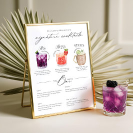 Zijn Hers & Ours Waterverf Signature Cocktail Menu Poster