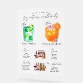 Zijn & Hers Waterverf Signature Cocktail Menu Acryl Bord (Hoek)
