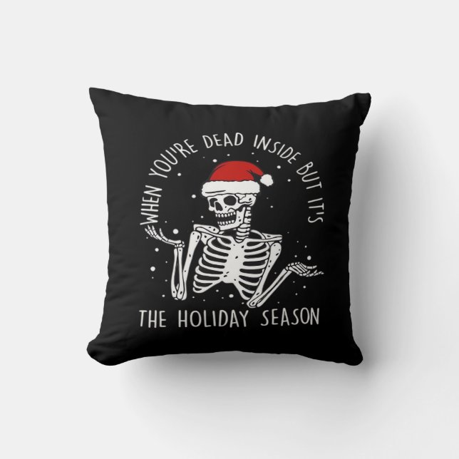 Zijn Holiday Season Skelet Kussen (Voorkant)
