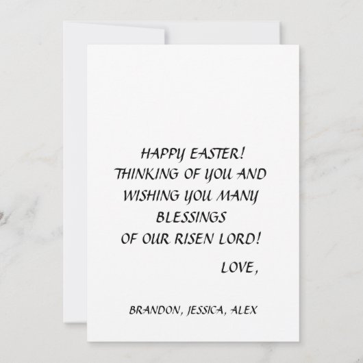 Zijn is Risen Waterverf Paasengel Cross Invitat Kaart (Achterkant)