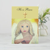Zijn is Risen Waterverf Paasengel Kruis Kaart (Staand voorkant)