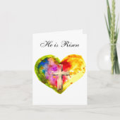 Zijn is Risen Waterverf Paaskruis Bedankkaart (Voorkant)