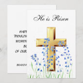 Zijn is Risen Wildflower Paasbluebells Cross Kaart (Voorkant / Achterkant)