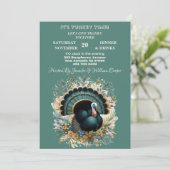 Zijn kalkoen tijd Thanksgiving bloemengroen najaar Kaart (Staand voorkant)