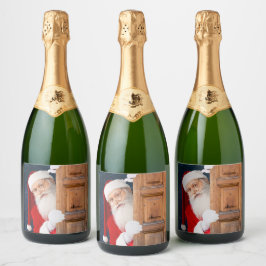 Zijn Kerstmis Merry Christmas Naam Sparkling Wijnetiket