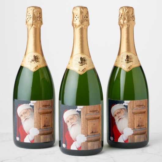 Zijn Kerstmis Merry Christmas Naam Sparkling Wijnetiket (Flessen)