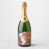 Zijn Kerstmis Merry Christmas Naam Sparkling Wijnetiket (Voorkant)