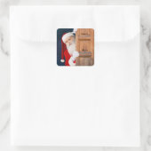 Zijn Kerstmis Merry Christmas Naam Vierkante Sticker (Tas)