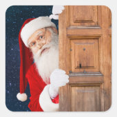 Zijn Kerstmis Merry Christmas Naam Vierkante Sticker (Voorkant)