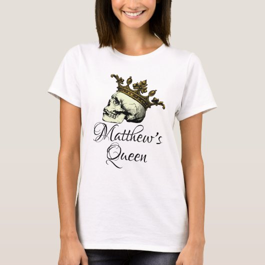 Zijn koningin met de gouden kroonkroon T-shirt (Voorkant)