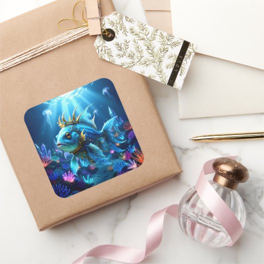 Zijn Koninklijke Visheid Vierkante Sticker (Geschenken)