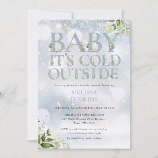 Zijn koude buiten groen winter Baby shower Kaart (Voorkant)