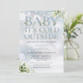 Zijn koude buiten groen winter Baby shower Kaart (Staand voorkant)