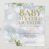 Zijn koude buiten groen wintergoud Baby shower Kaart (Voorkant / Achterkant)