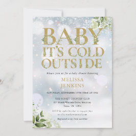 Zijn koude buiten groen wintergoud Baby shower Kaart