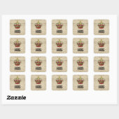 Zijn (kroon op  papier) vierkante sticker (Vel)