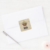 Zijn (kroon op  papier) vierkante sticker (Envelop)