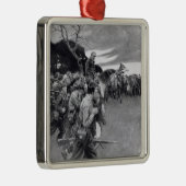 Zijn leger brak huilend uit en sloep. metalen ornament (Rechts)