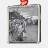 Zijn leger brak huilend uit en sloep. metalen ornament (Links)