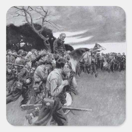 Zijn leger brak huilend uit en sloep. vierkante sticker (Voorkant)