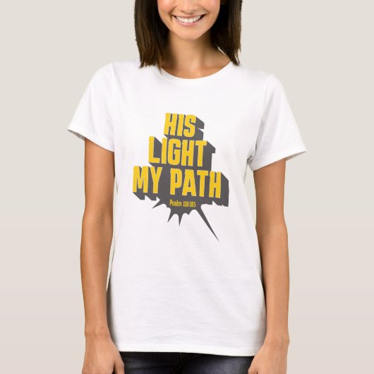 Zijn licht, mijn weg - Psalm 119:105 T-shirt (Voorkant)