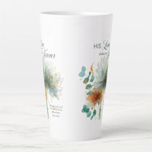 Zijn liefde blijft eeuwig bestaan Psalm 136 Schrif Latte Mok (Voorkant)