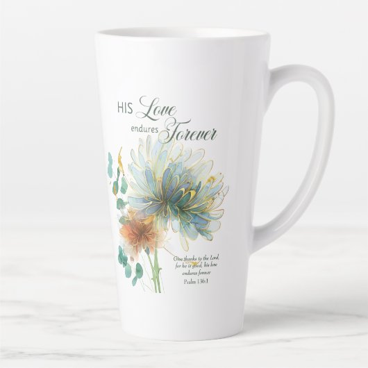 Zijn liefde blijft eeuwig bestaan Psalm 136 Schrif Latte Mok (Rechts)
