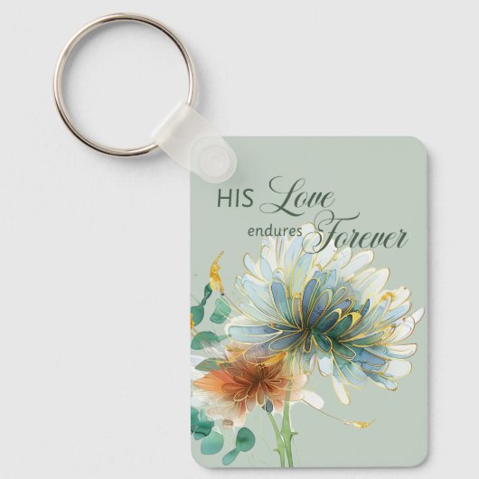 Zijn liefde blijft eeuwig bestaan Psalm 136 Schrif Sleutelhanger (Voorkant)