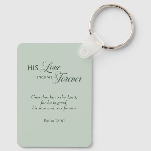 Zijn liefde blijft eeuwig bestaan Psalm 136 Schrif Sleutelhanger (Achterkant)
