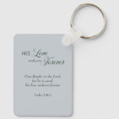 Zijn liefde blijft eeuwig bestaan Psalm 136 Schrif Sleutelhanger (Achterkant)