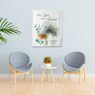 Zijn liefde blijft voor eeuwig in de witte Schrift Wandkleed